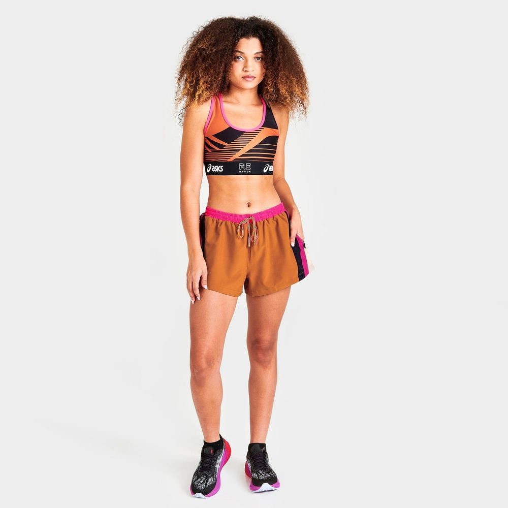 P.E NATION ASCIS WOMENS SHORT SIZE M /M COLOR BLACK & BROWN ORANGE AND PINK